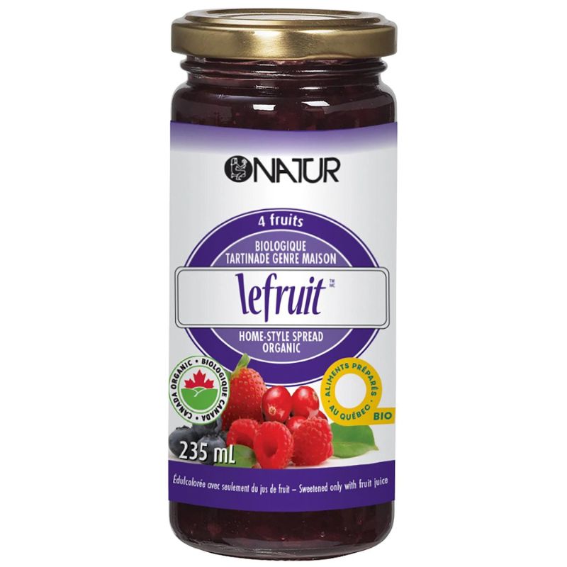 natur Le Fruit Bio Tartinade 4 Fruits préparé au Québec Sans sucre ajouté