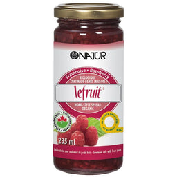 Natur Le Fruit Bio Tartinade Framboises Sans sucre ajouté aliments bio préparés au Québec
