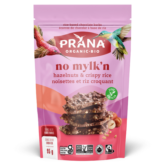 Prana écorces chocolatées noisettes riz croquant biologique sans gluten