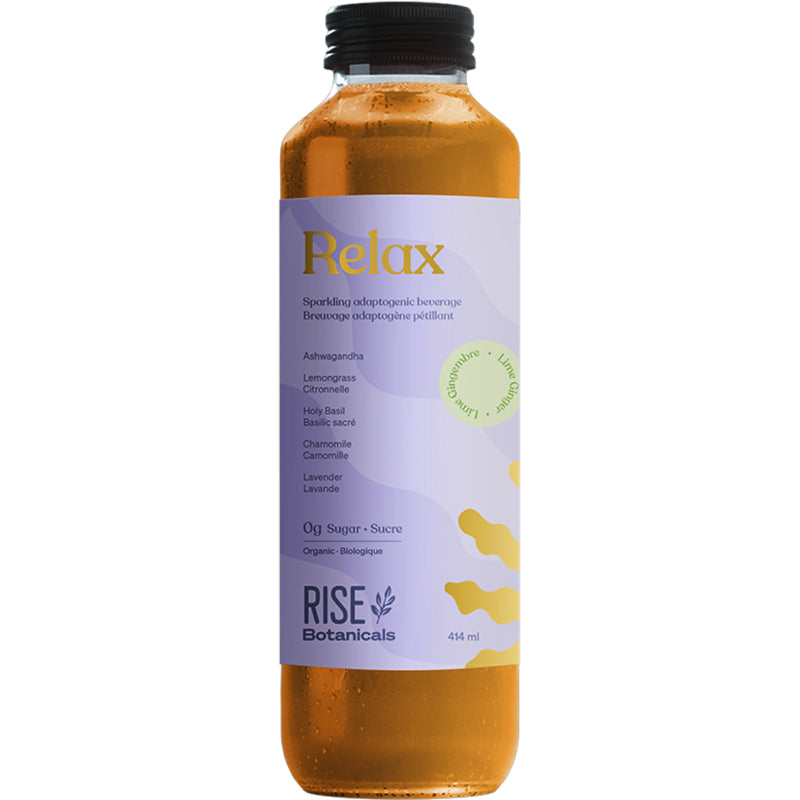 Rise Botanicals - Relax Lime Gingembre Adaptogène Végane Cétogène Sans sucre Pétillant