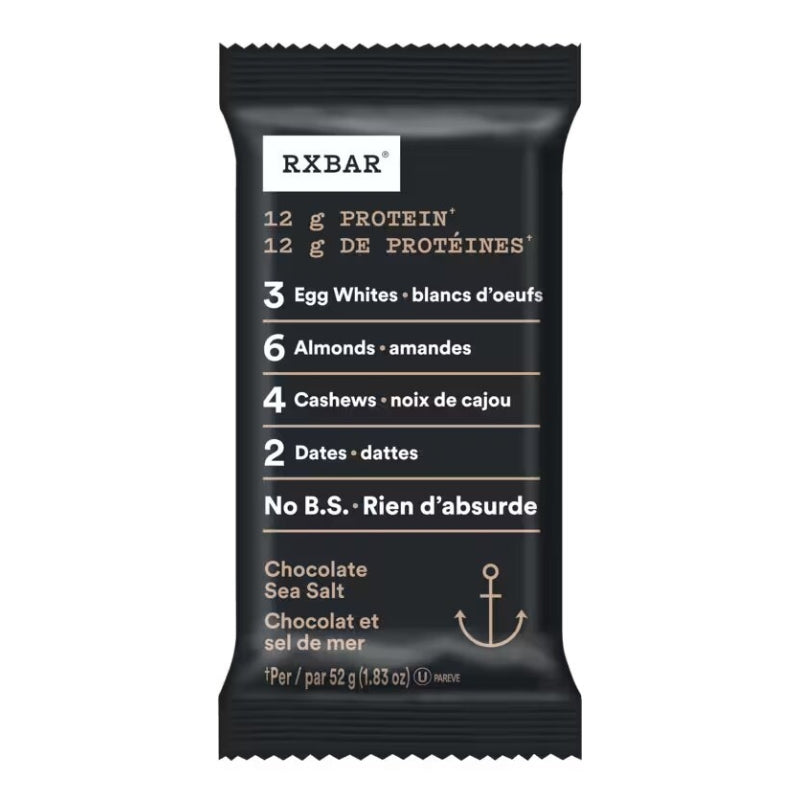 Rxbar Barre Protéinée Chocolat Et Sel De Mer  Pas de sucre ajouté Pas de gluten