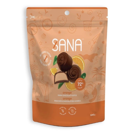 sana Bouchées chocolatées noires - Orange Dark chocolaty bites - Orange