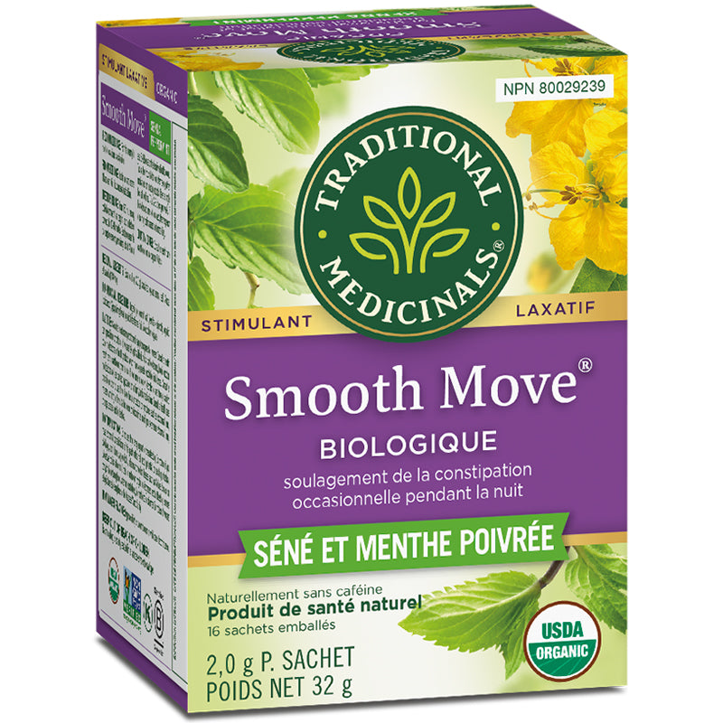 Traditional medicinals tisane smooth move biologique stimulant laxatif séné menthe poivrée  sans caféine