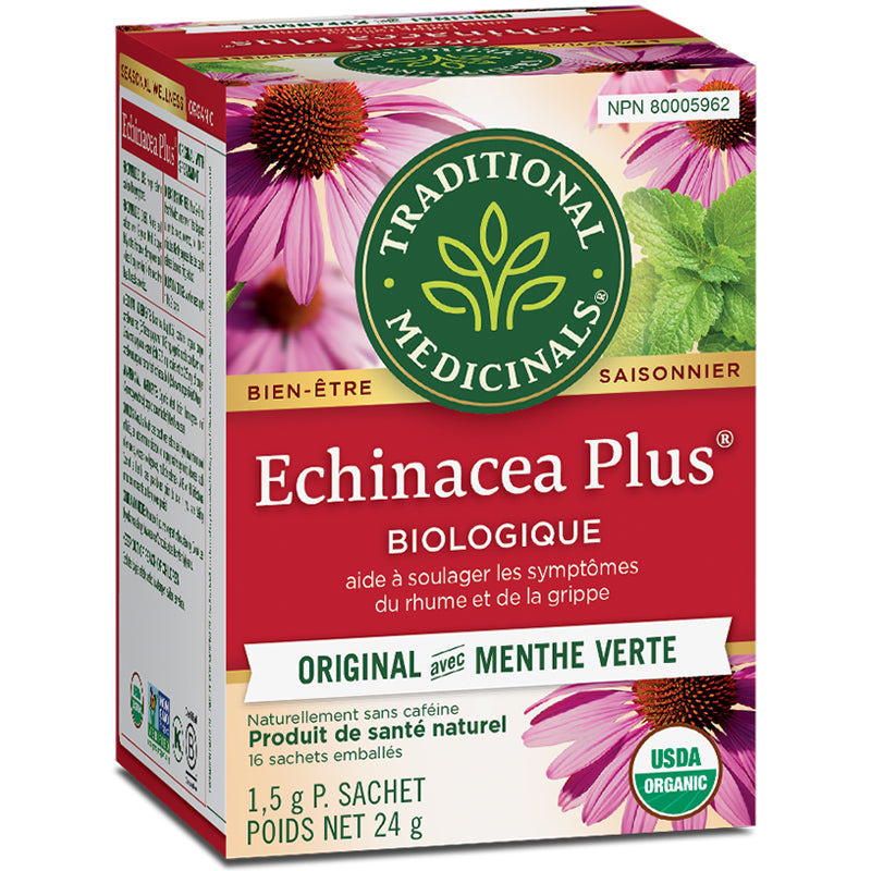Traditional medicinals tisane saisonnier echinacea plus biologique originale menthe verte sans caféine rhume grippe