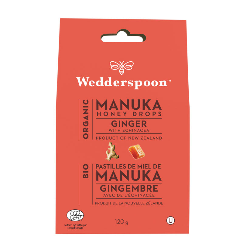 Wedderspoon pastilles miel manuka gingembre échinacée biologique